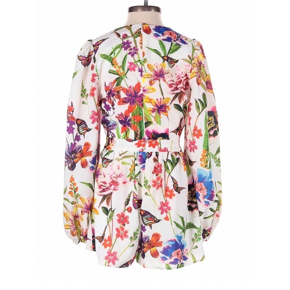 LDT Floral Butterfly Romper Size 0 Cutout Cottagecore Garden Party Romantic - Picture 5 of 11